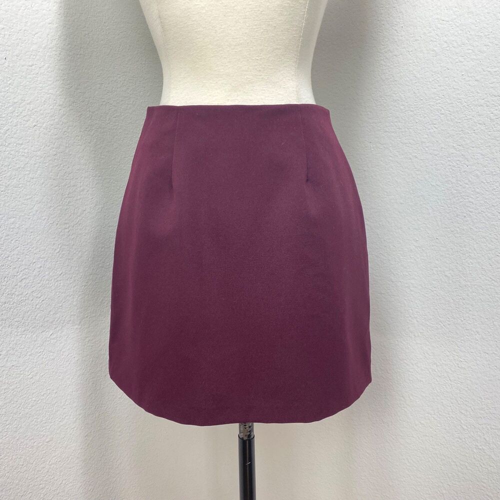 Vintage 'Pretty Good' Maroon Poplin Mini Skirt Small Mod Streetwear Minimalist